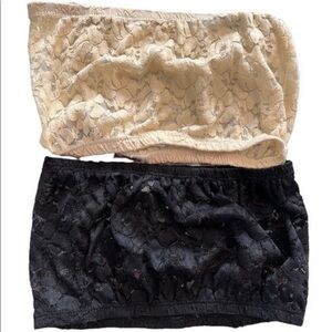 Boob Tube. Lace bandeau bundle (2). Black/Cream. SZ:Small/Medium. EUC. Like new